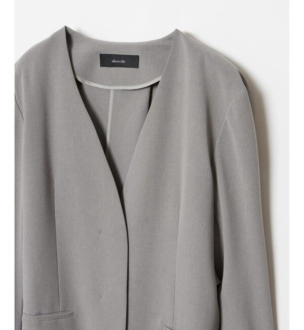 allureville「エトリアシャンブレーカラーレスジャケット」|ノーカラージャケット|
