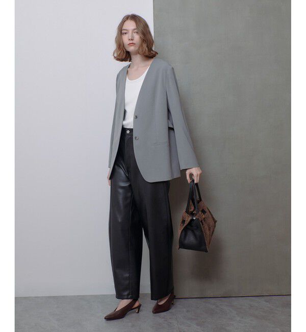 allureville「エトリアシャンブレーカラーレスジャケット」|ノーカラージャケット|