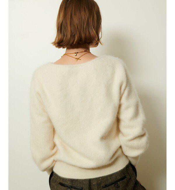 allureville「カシミヤブレンドファー加工Ｖプルオーバー」|ニット・セーター|