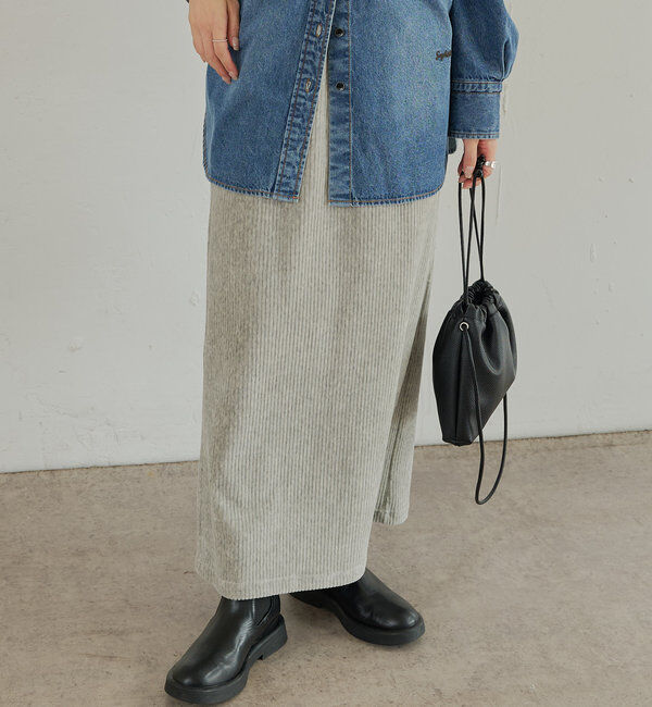  「【低身長・高身長対応】ストレッチコールスカート」|スカート|