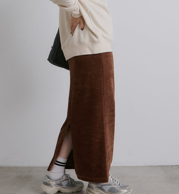  「【低身長・高身長対応】ストレッチコールスカート」|スカート|