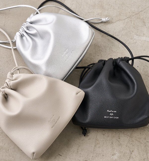  「フェイクレザー巾着バッグ」|ショルダー・メッセンジャー|