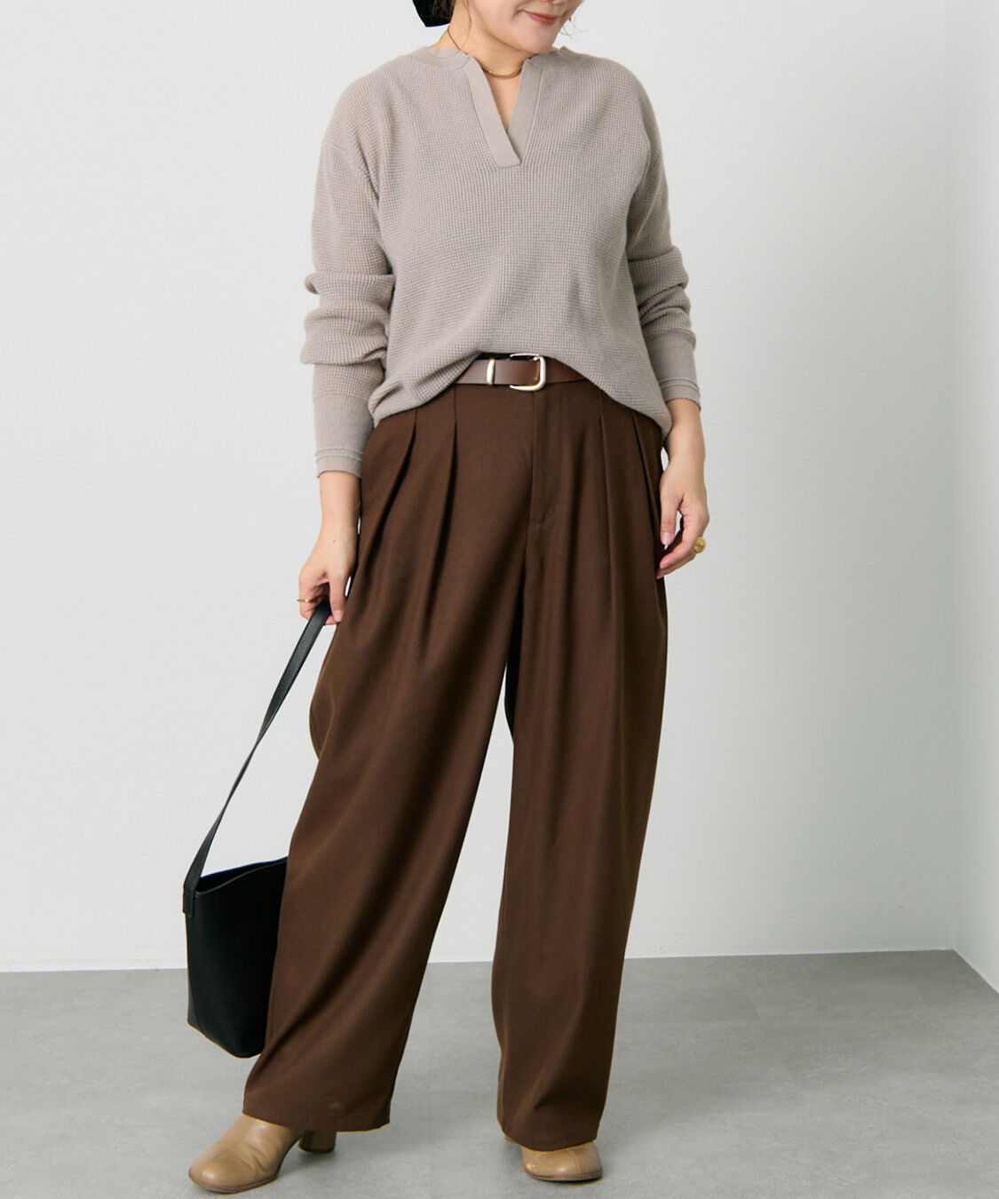  「キーネックワッフルニット」|ニット・セーター|