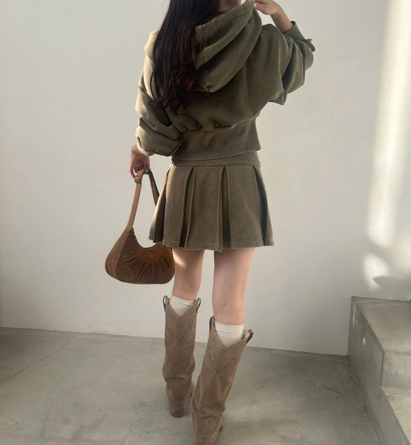  「【セットアップ可能】ベルト付きプリーツミニスカート」|スカート|