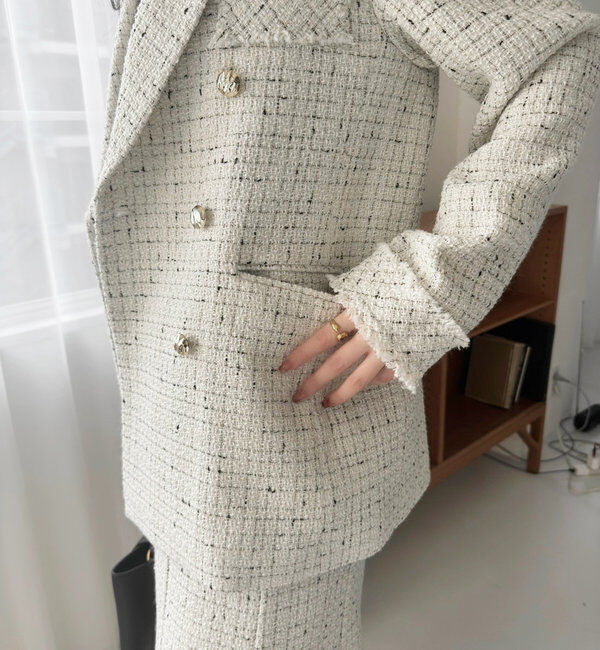 「【megumi企画】ツイードテーラードジャケット／再販売／新色追加」|テーラードジャケット|
