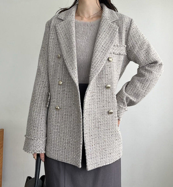  「【megumi企画】ツイードテーラードジャケット／再販売／新色追加」|テーラードジャケット|