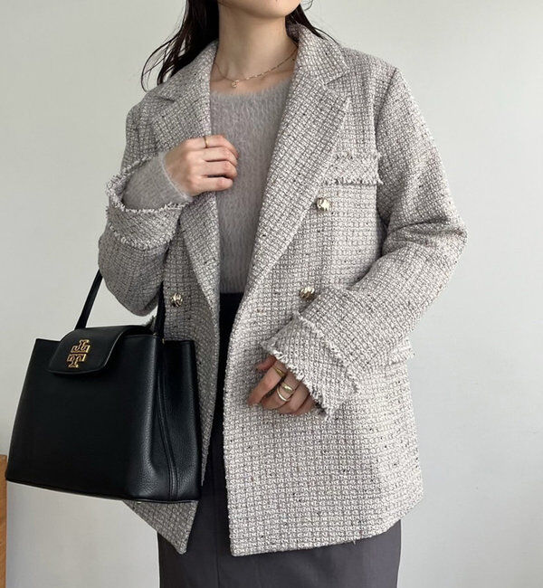  「【megumi企画】ツイードテーラードジャケット／再販売／新色追加」|テーラードジャケット|