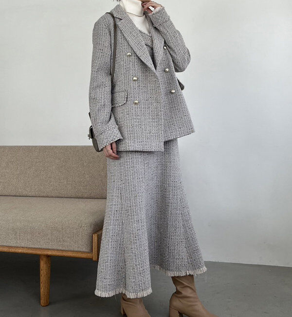  「【megumi企画】ツイードテーラードジャケット／再販売／新色追加」|テーラードジャケット|