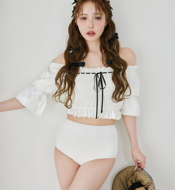  「swimwear/シャーリング配色リボン(3点セット)」|その他|