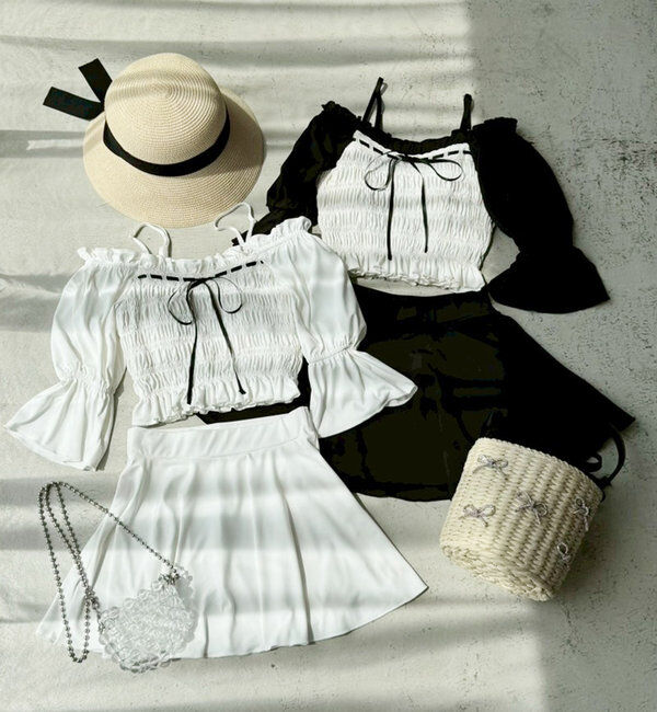  「swimwear/シャーリング配色リボン(3点セット)」|その他|