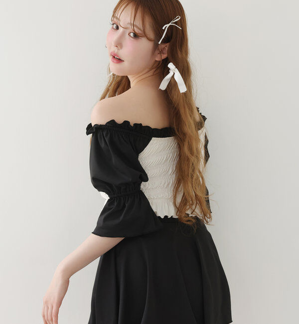  「swimwear/シャーリング配色リボン(3点セット)」|その他|