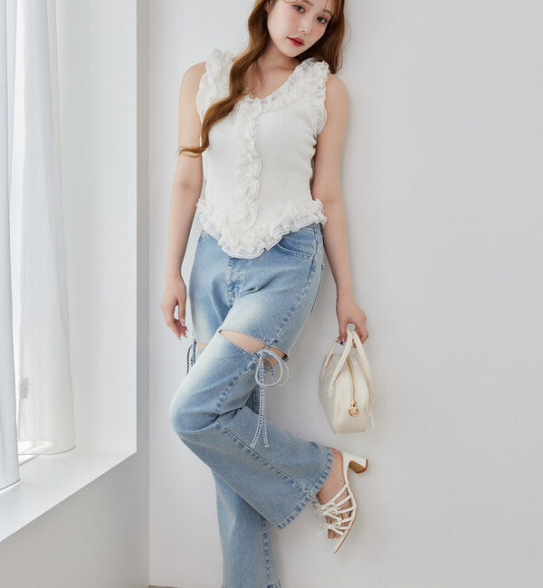  「サイドあき美脚ストレッチデニム」|その他|