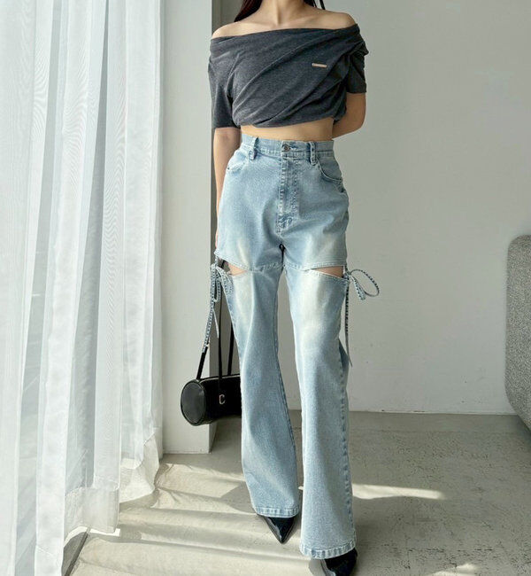  「サイドあき美脚ストレッチデニム」|その他|