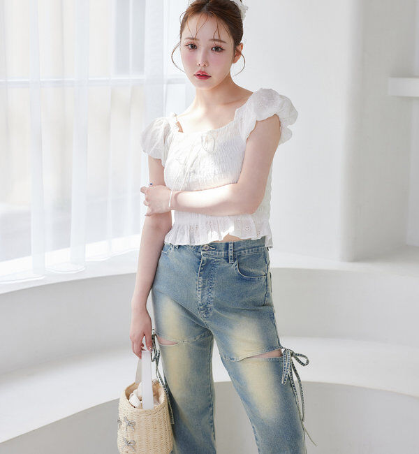  「サイドあき美脚ストレッチデニム」|その他|