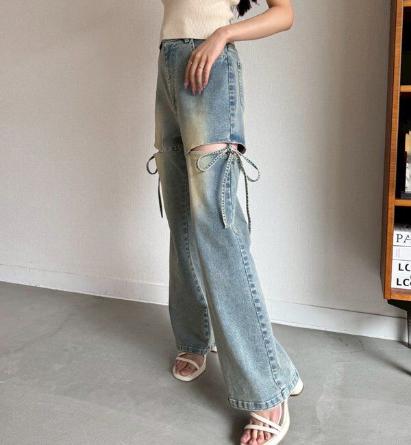  「サイドあき美脚ストレッチデニム」|その他|