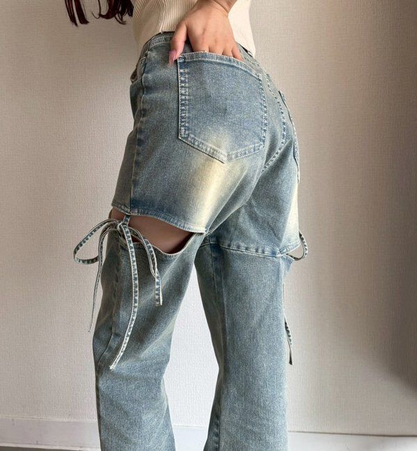  「サイドあき美脚ストレッチデニム」|その他|