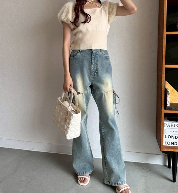  「サイドあき美脚ストレッチデニム」|その他|