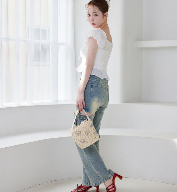  「サイドあき美脚ストレッチデニム」|その他|