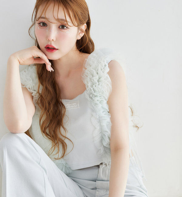  「【moon light marine collection】チュールフリルタンク」|プルオーバー|ミント