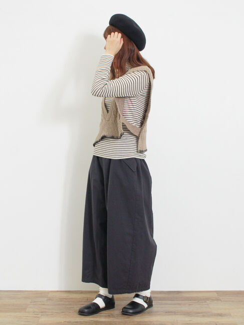 Samansa Mos2「◎ブランケットステッチケーブル編みショートベスト」|ダウンベスト・ベスト|