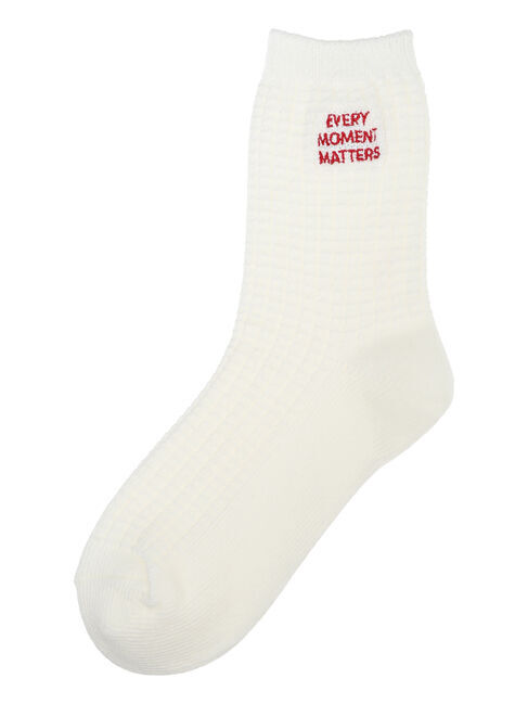 Samansa Mos2「ワッフルロゴ刺繍ソックス」|ソックス|オフホワイト