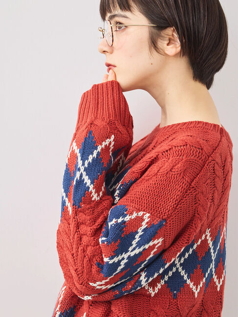 SM2「ケーブルアーガイル柄ニット」|ニット・セーター|