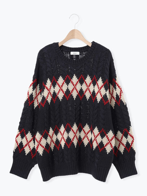 SM2「ケーブルアーガイル柄ニット」|ニット・セーター|