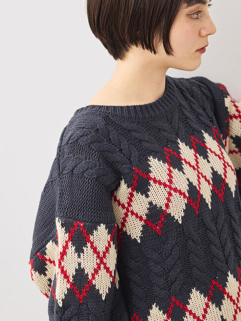 SM2「ケーブルアーガイル柄ニット」|ニット・セーター|