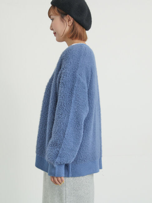 Samansa Mos2「無地・花柄シャギーVネックカーディガン」|カーディガン|