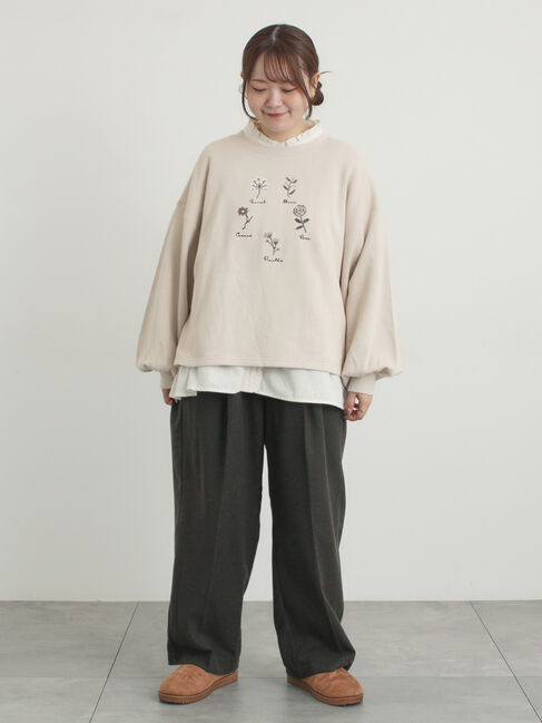 Samansa Mos2「クロスステッチフラワー刺繍スウェット」|Tシャツ・カットソー|