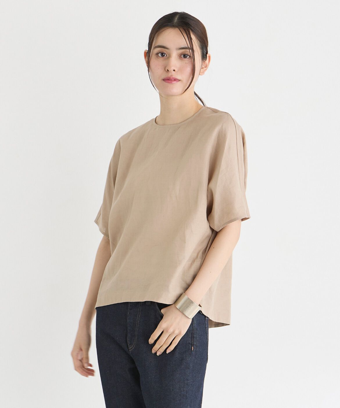 7-IDconcept.「リネンコクーンブラウス」|シャツ・ブラウス|ベージュ2