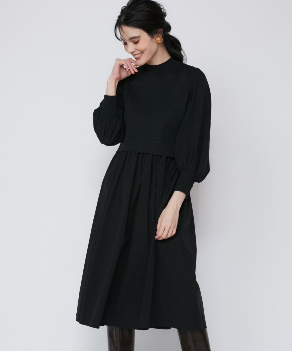 Maglie le cassetto「《大きいサイズ》ドッキングワンピース《M Maglie le cassetto》」|ワンピース|ブラック