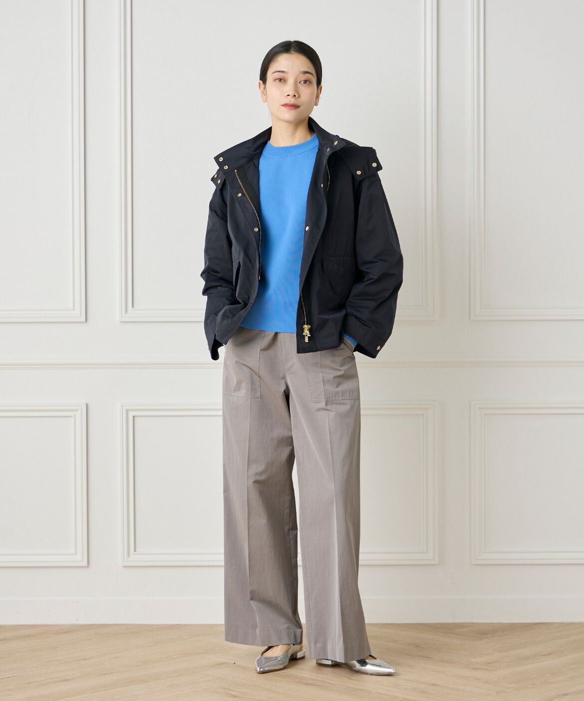 INED「《大きいサイズ》ショートモッズコート」|ミリタリー・モッズコート|