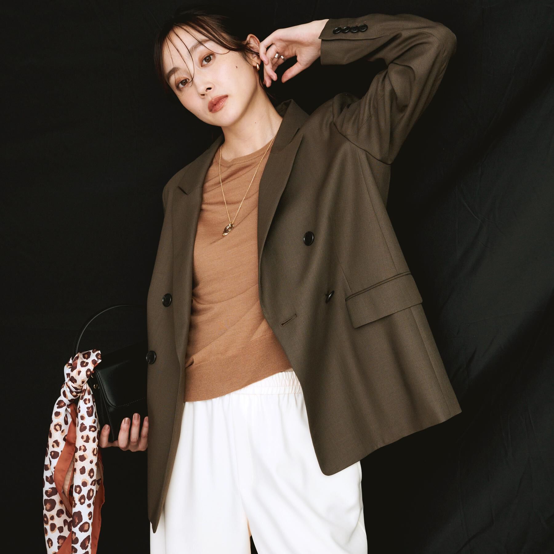 UNTITLED「ウールライク ダブルブレストジャケット」|テーラードジャケット|ブラウン(043)