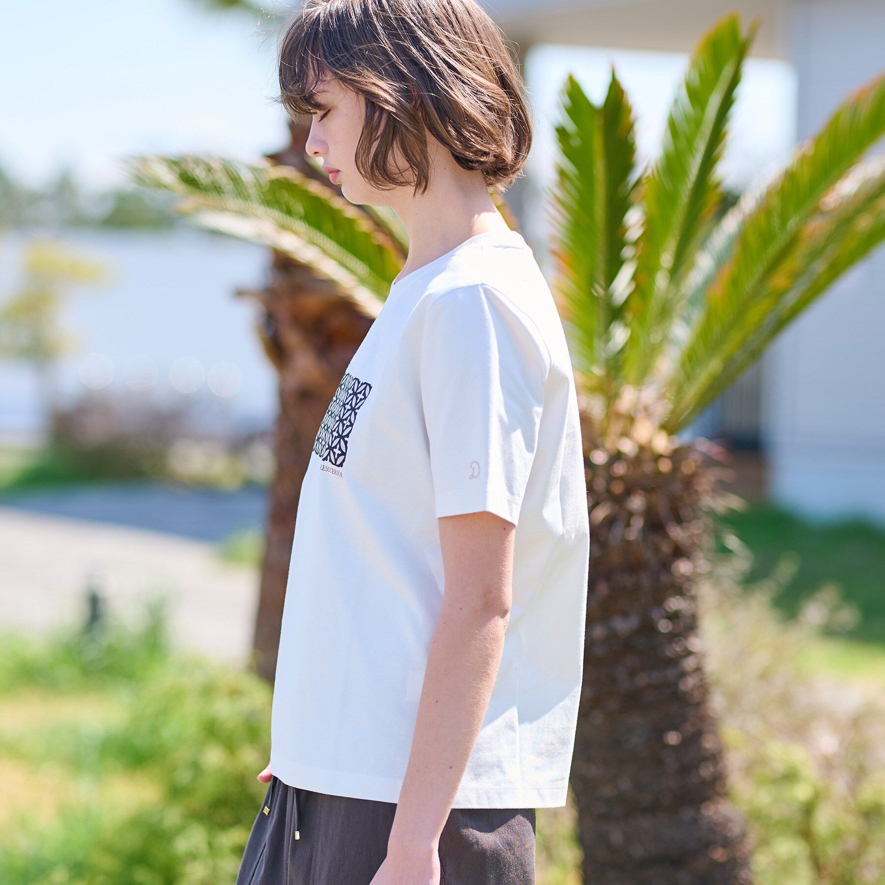 DRESSTERIOR「【接触冷感/UVカット】バックブリーズテックオーバーラップサークルプリントTシャツ」|Tシャツ・カットソー|