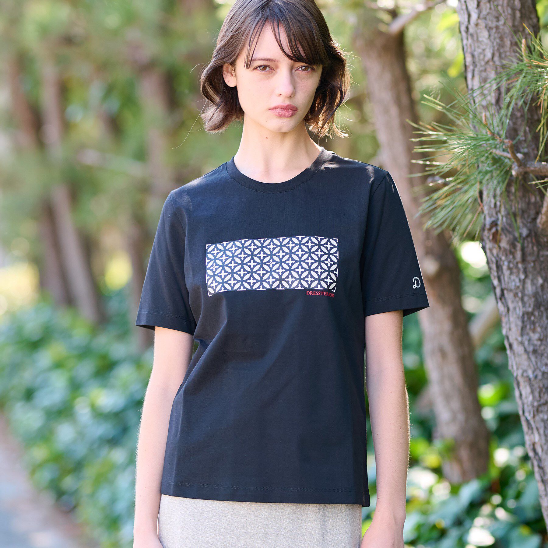 DRESSTERIOR「【接触冷感/UVカット】バックブリーズテックオーバーラップサークルプリントTシャツ」|Tシャツ・カットソー|
