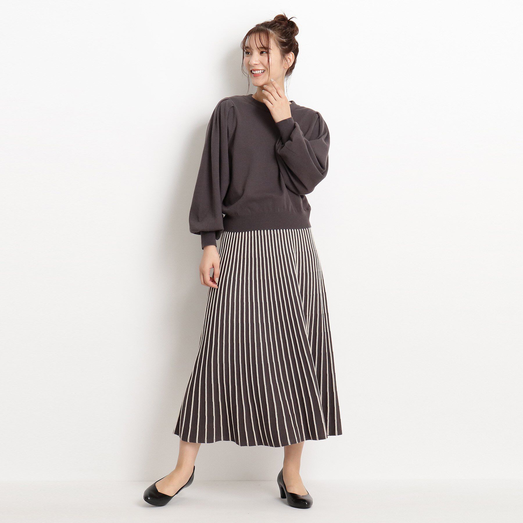 grove「スタイリング自由自在！もちもちニットのセットアップ【WEB限定カラー/S-3L】」|スーツ|ディープグレー(01