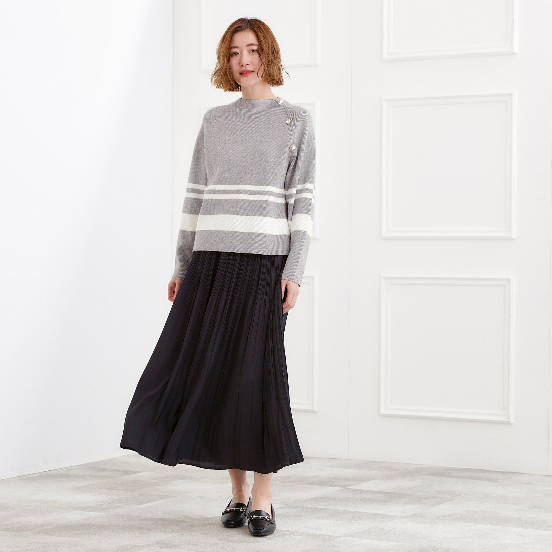 grove「ラグランスリーブ肩釦ニット」|ニット・セーター|