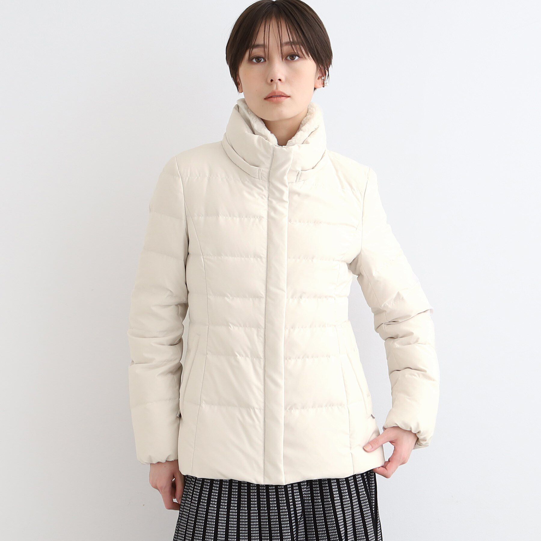 INDIVI「【リニューアル！／マルチWAY／フォックスファー／ショート丈】リサイクルダウンコート」|ダウン|