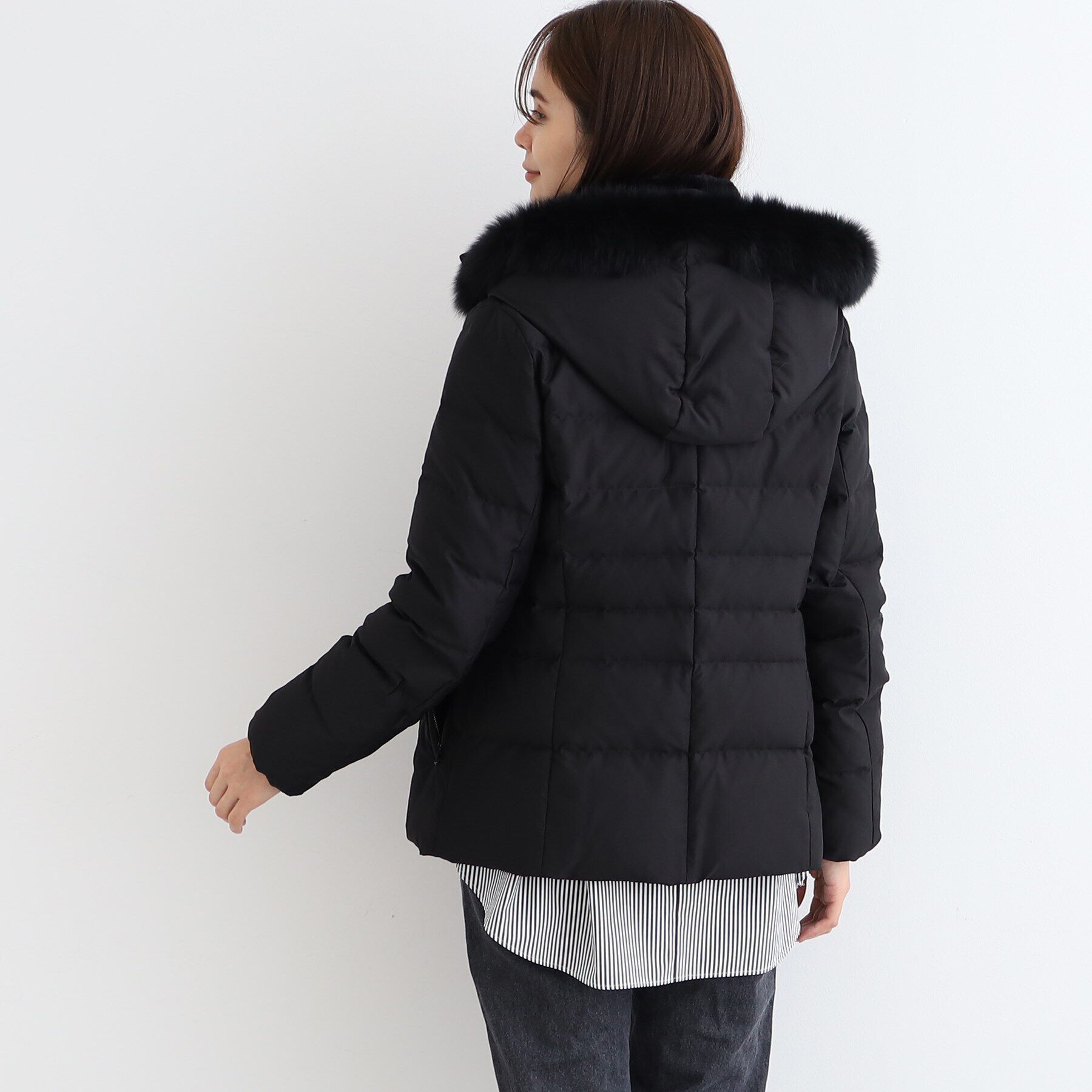 INDIVI「【リニューアル！／マルチWAY／フォックスファー／ショート丈】リサイクルダウンコート」|ダウン|