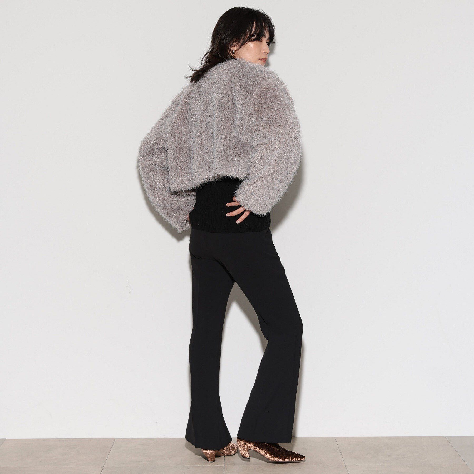 GALLEST「フェイクファーボレロジャケット」|ノーカラージャケット|