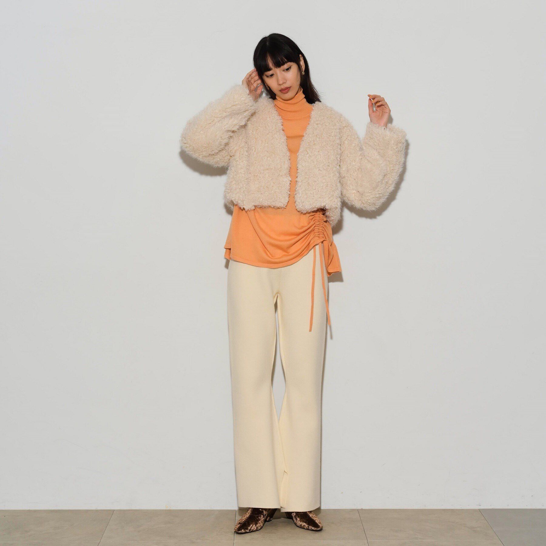 GALLEST「フェイクファーボレロジャケット」|ノーカラージャケット|