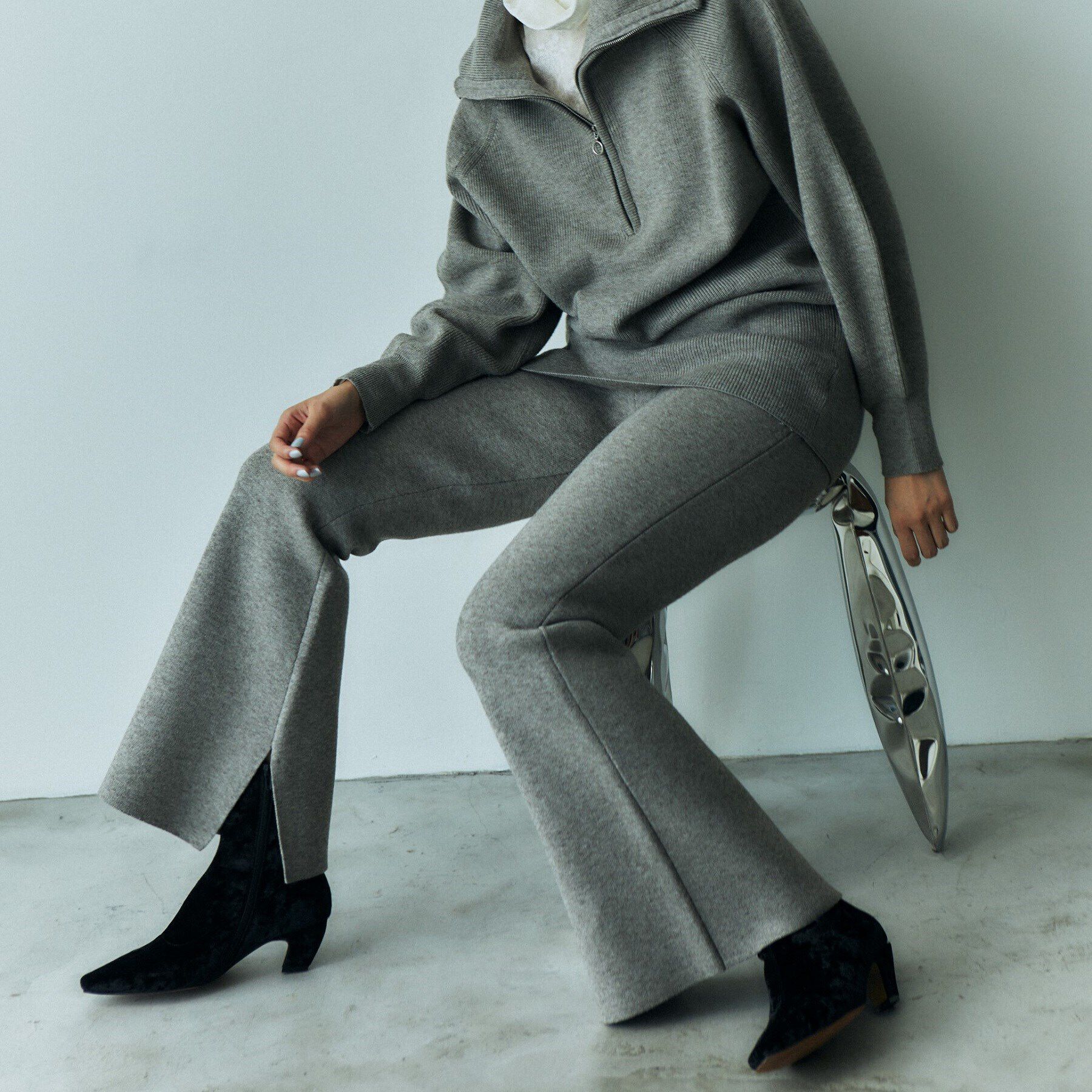 GALLEST「ニットアップスリットパンツ」|その他|グレー(912)