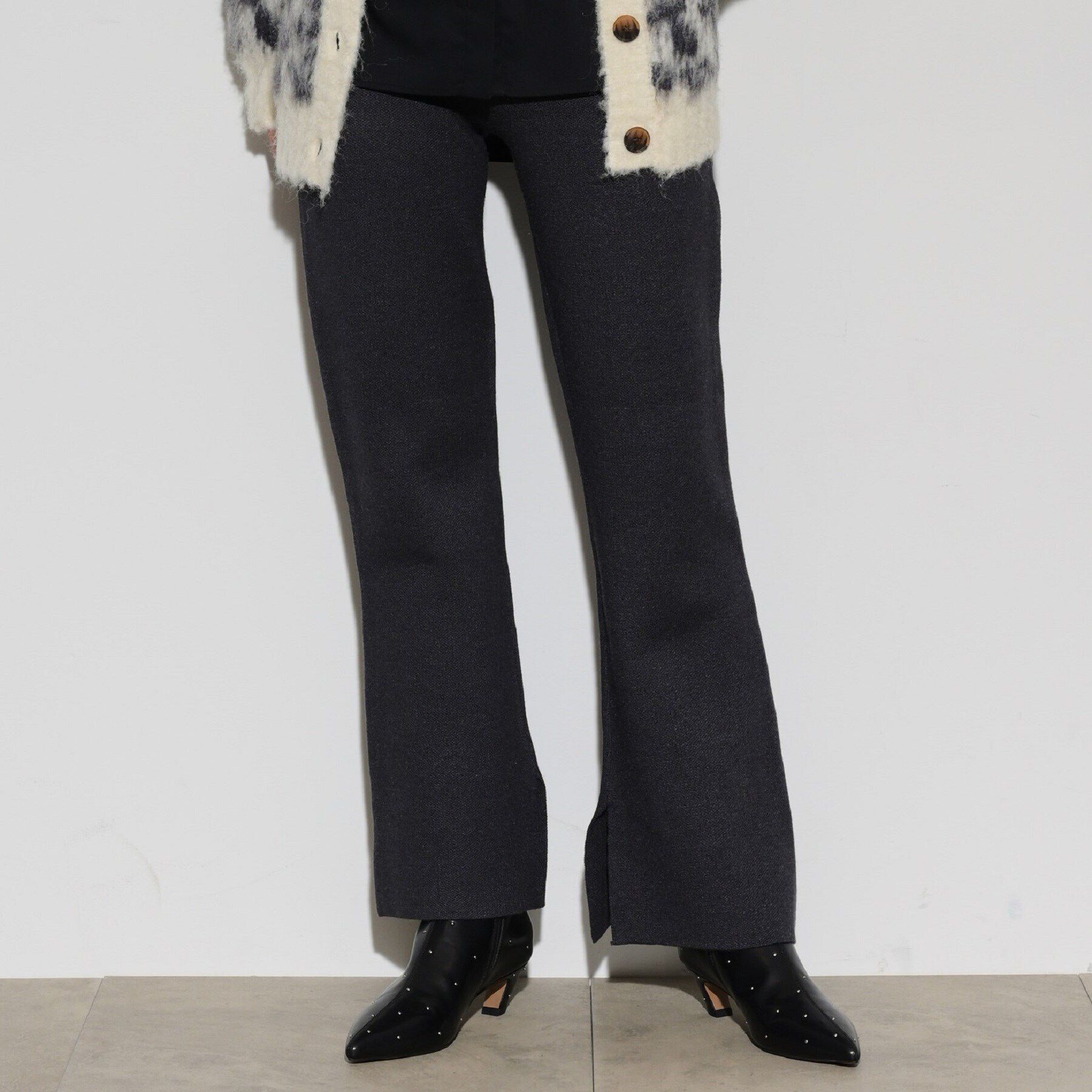 GALLEST「ニットアップスリットパンツ」|その他|チャコールグレー(9