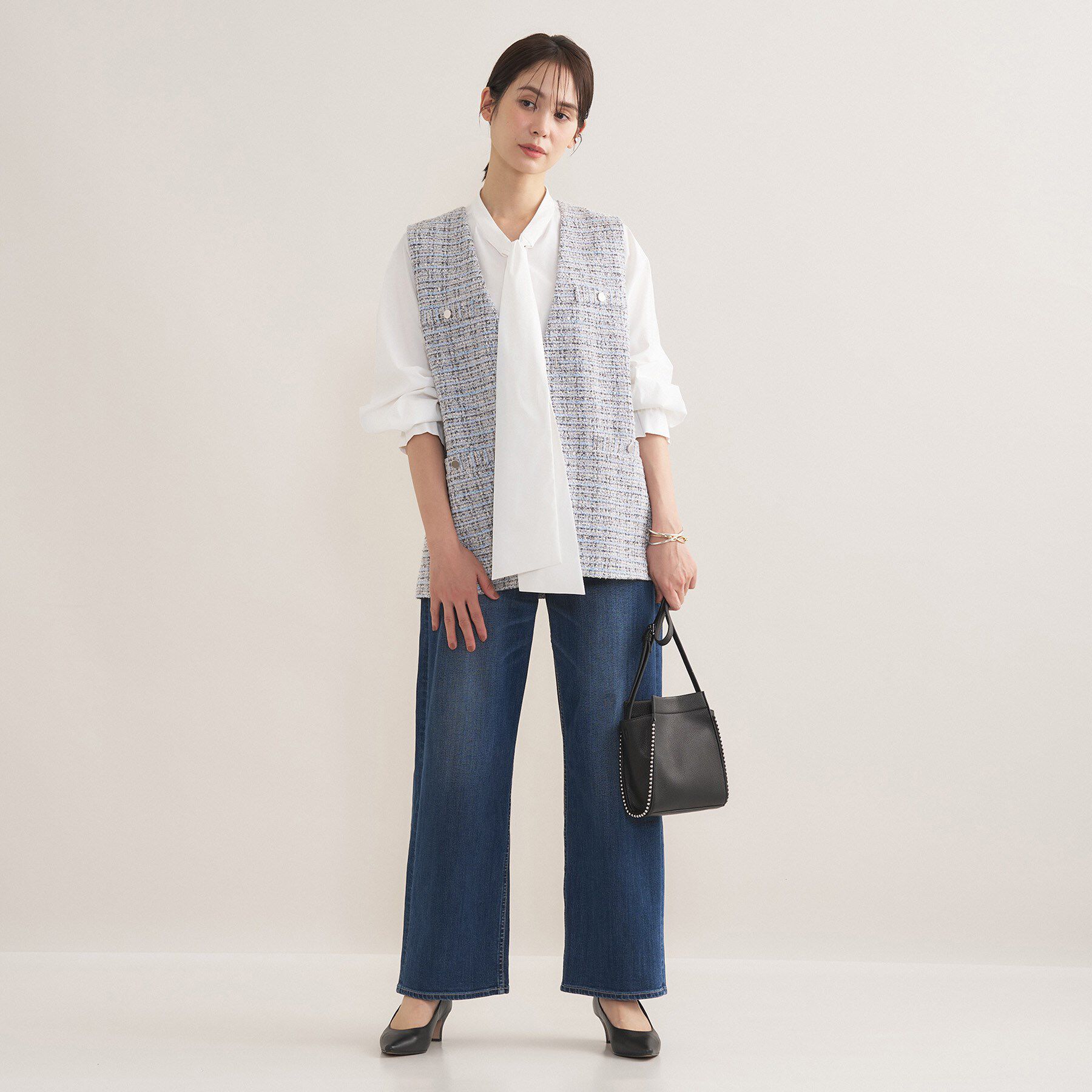 INDIVI「【2点セット／洗える／セレモニー】ツイードジレ＆ボウタイブラウス」|その他|