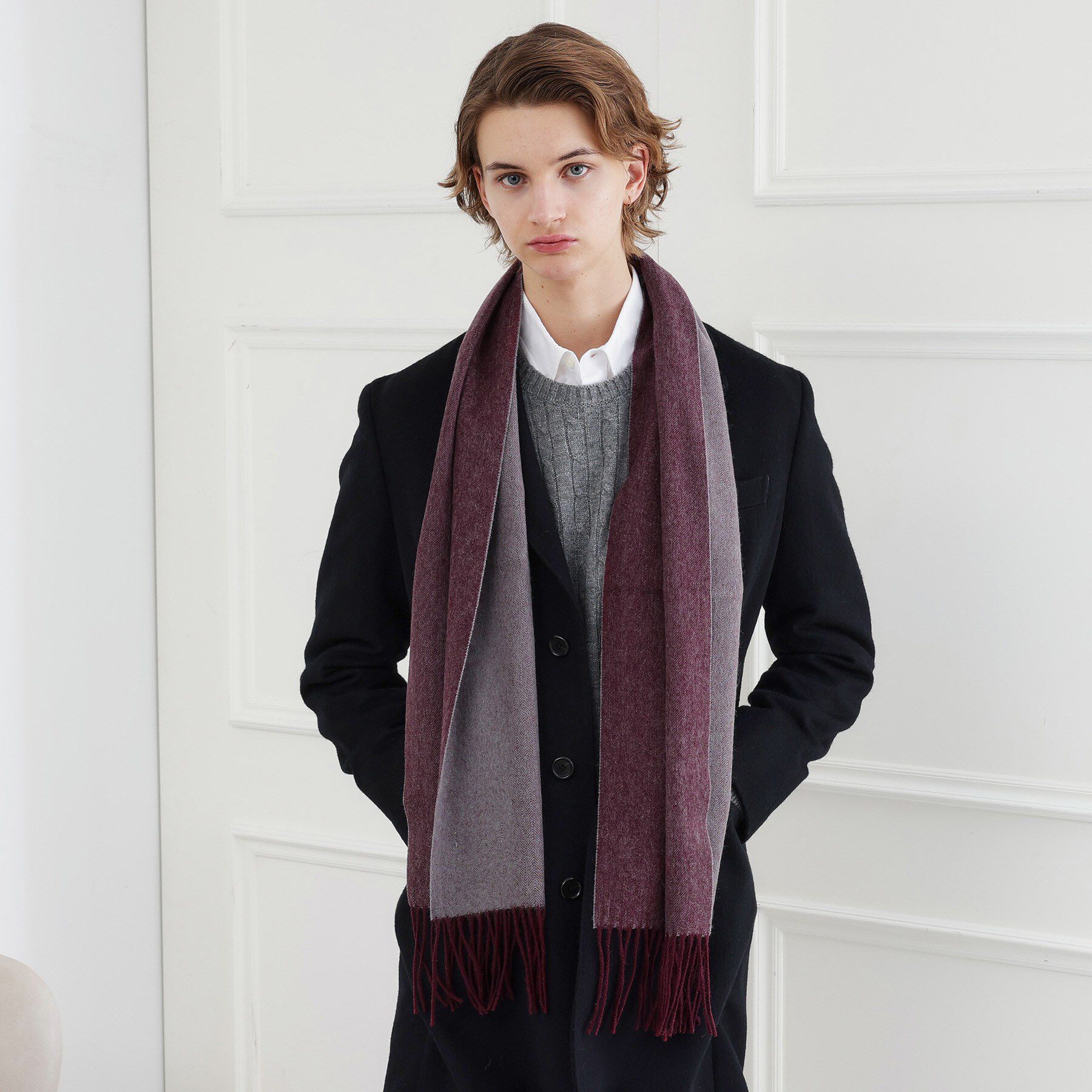 TAKEO KIKUCHI「【ラッピング巾着セット】カシミヤブレンド リバーシブルマフラー」|ストール|