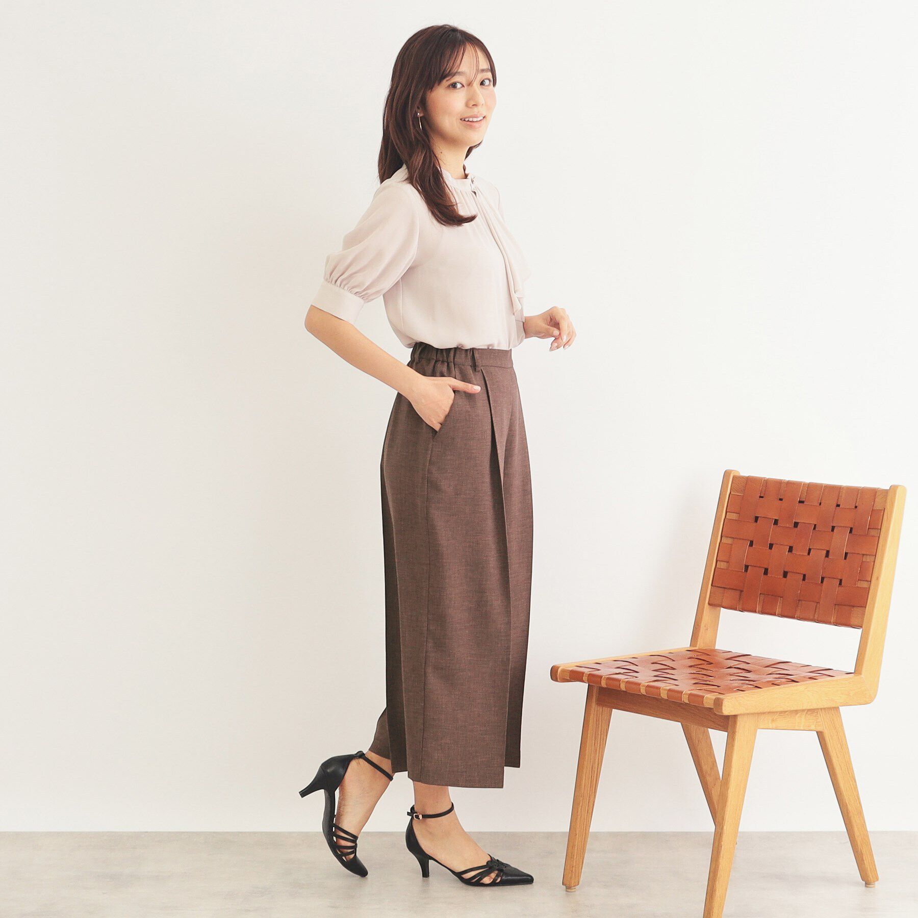 index「リネンタッチ ガウチョパンツ/セットアップ対応【防シワ/吸水速乾/イージーアイロン/洗濯機洗い可】」|その他|