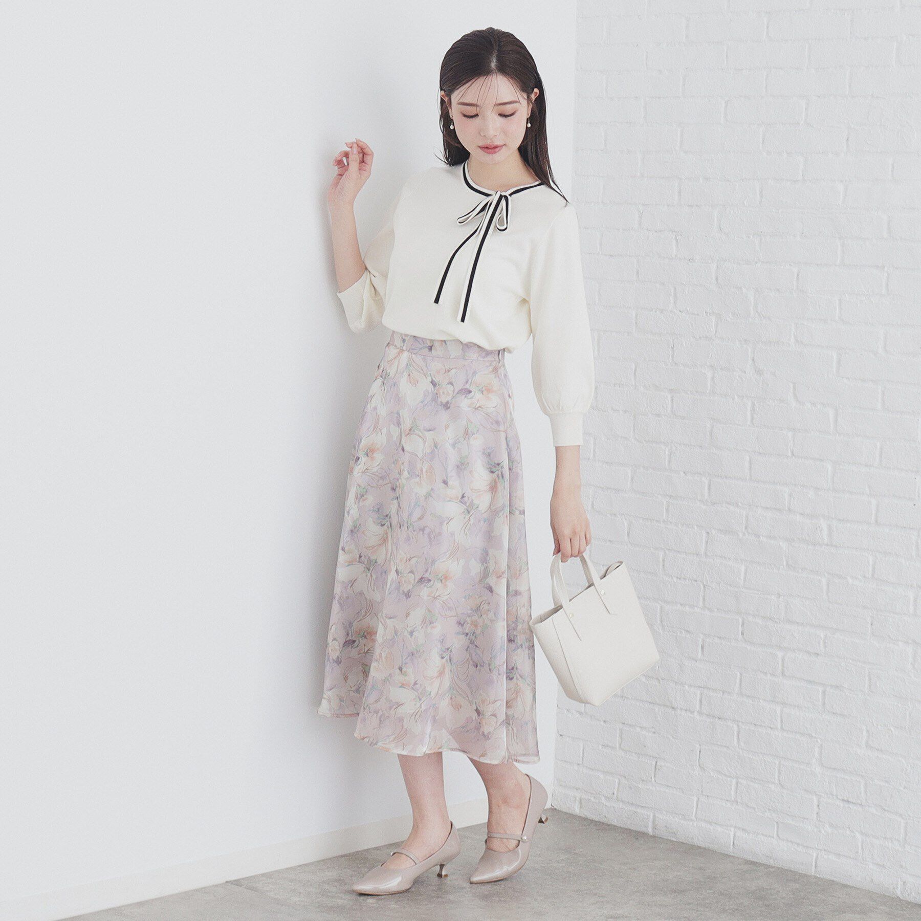 index「バイカラーボウタイプルニット【洗濯機洗い可】」|ニット・セーター|