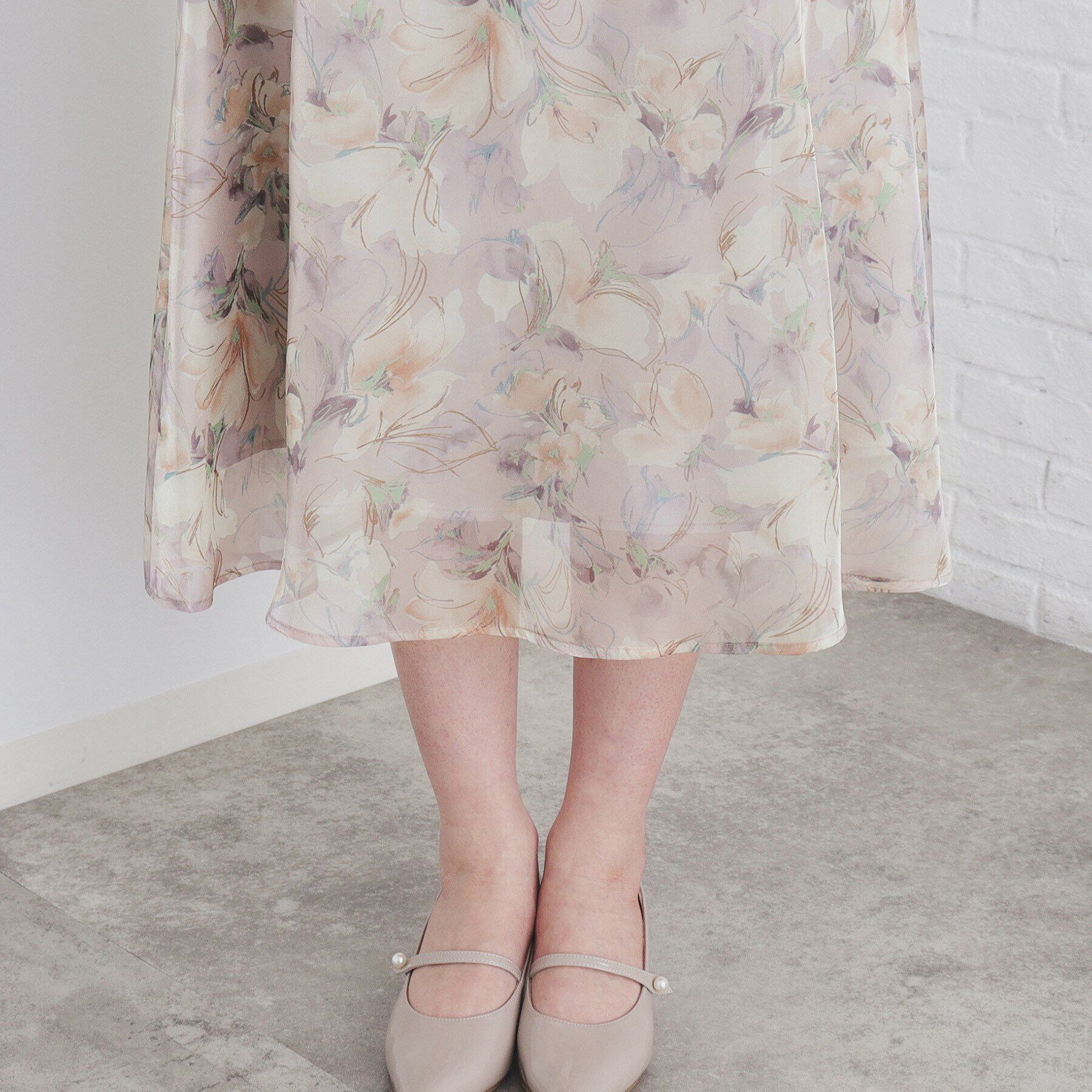 index「オーガンジーフラワーフレアスカート【洗濯機洗い可/イージーアイロン】」|スカート|