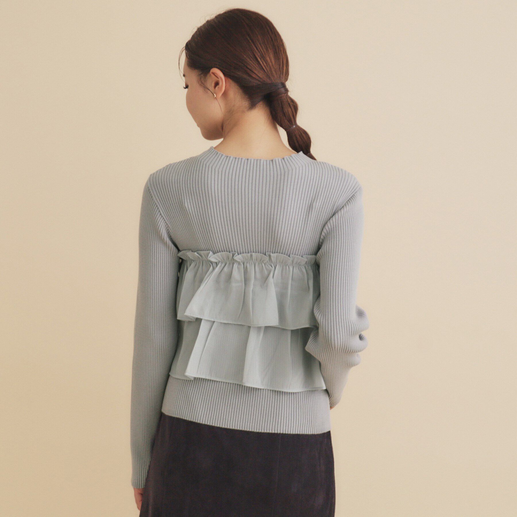 index「フリルギャザードッキングリブニット【洗濯機洗い可/抗ピル】」|ニット・セーター|